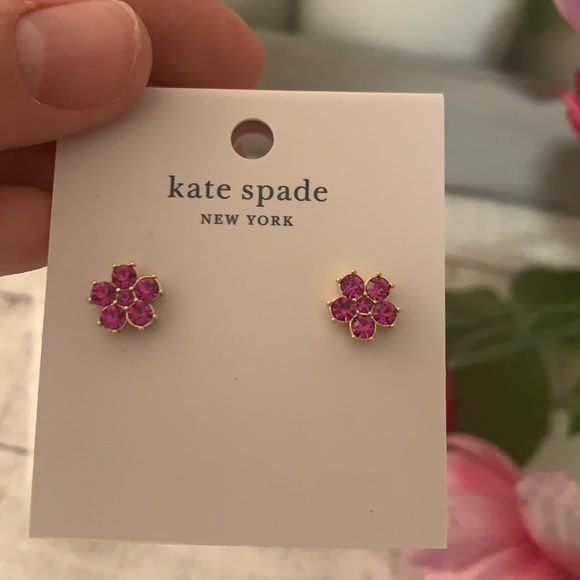 Kate spade deep magenta flower studs earrings - Picture 3 of 6